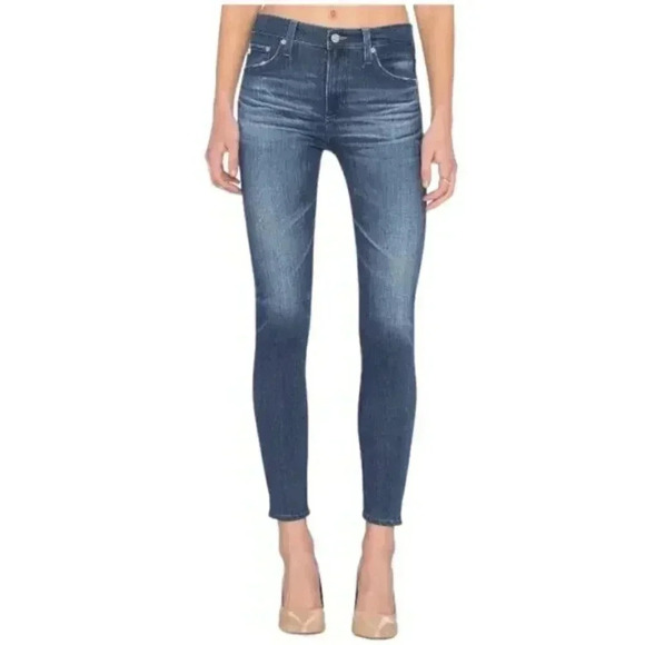 AG Adriano Goldschmied The Farrah  Skinny Crop High Rise Blue Size 27 - Picture 1 of 15
